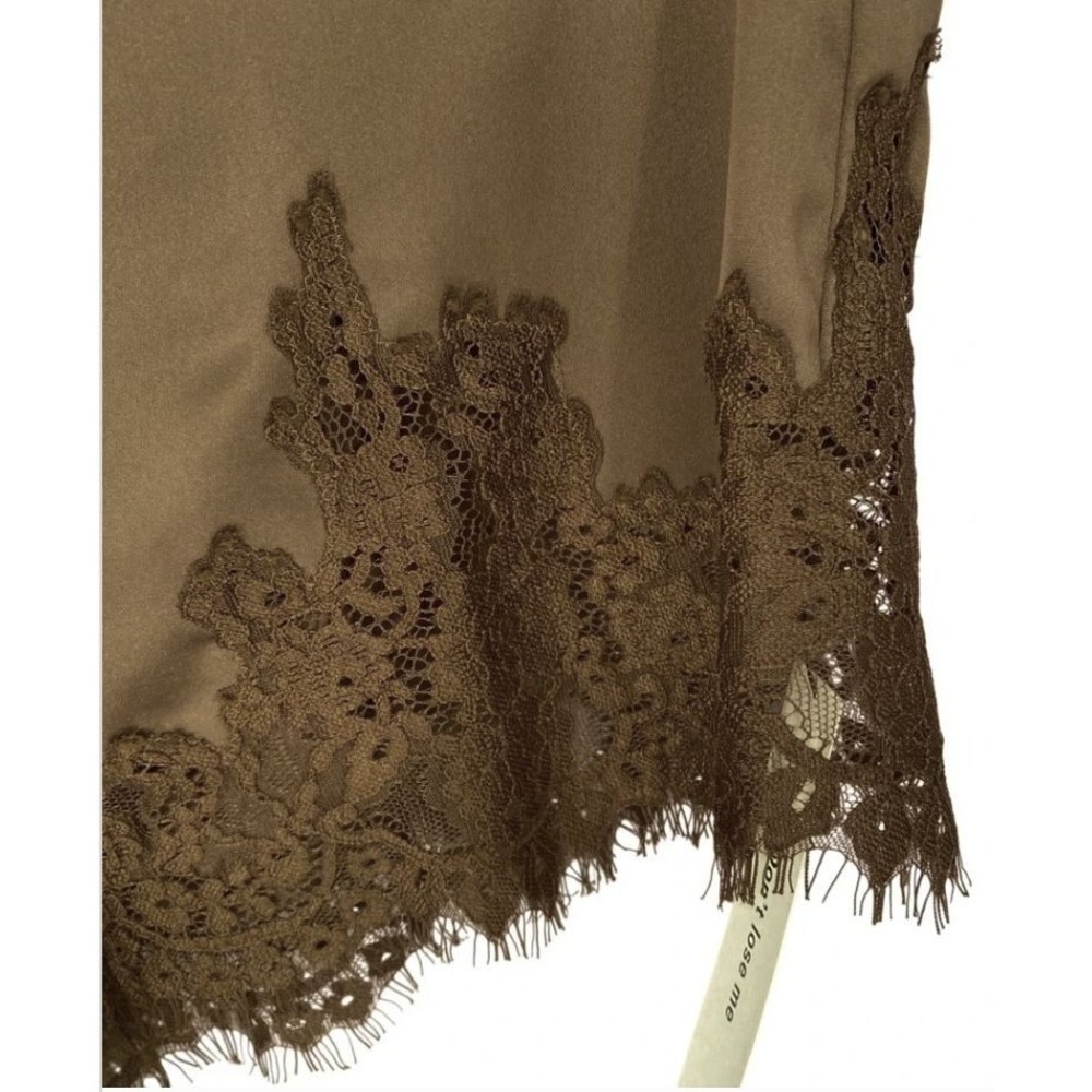 Reformation Fern Satin Short Pinecone Brown Lace Trim High Rise Size S NWT - Picture 6 of 15